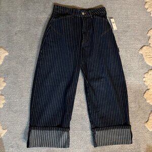 Pilcro (by Anthropologie) Kayden Railroad Stripe Barrel Carpenter Jeans NWT; 24